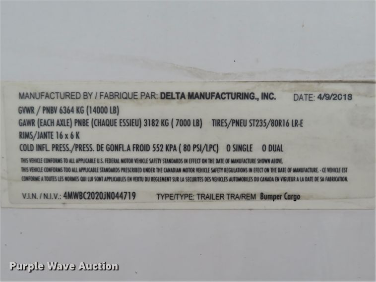 image for item DI2052 2018 Delta 300TG enclosed cargo trailer