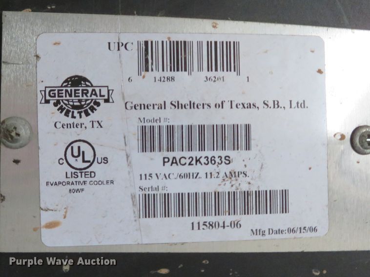 image for item GI9094 2006 Port-a-cool PAC2K363S air cooler