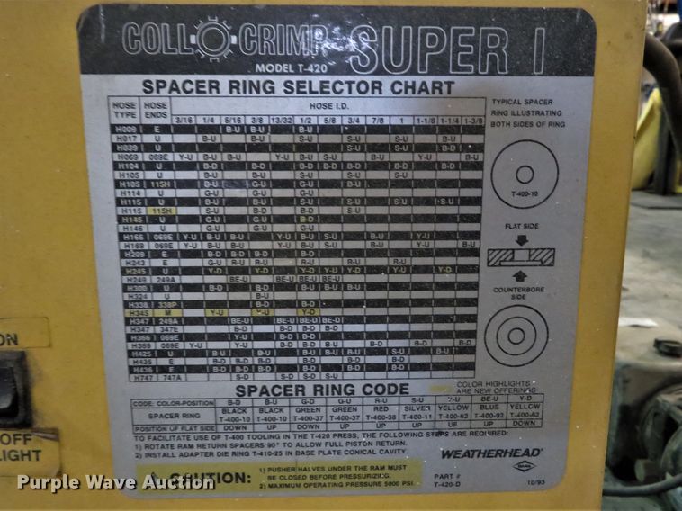 image for item GI9125 Coll-O-Crimp T420 Super I hose crimping machine