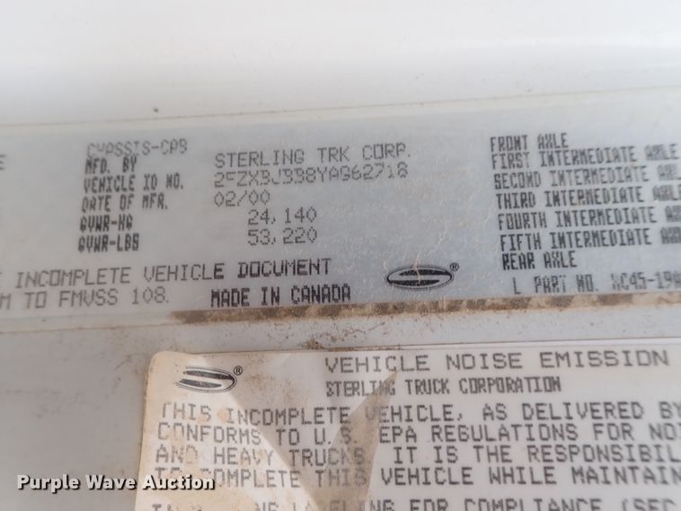 image for item DC3346 2000 Sterling L-Line water truck