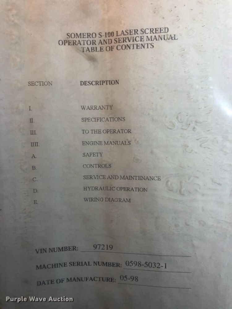 image for item DG2518 1999 Somero S100 laser screed