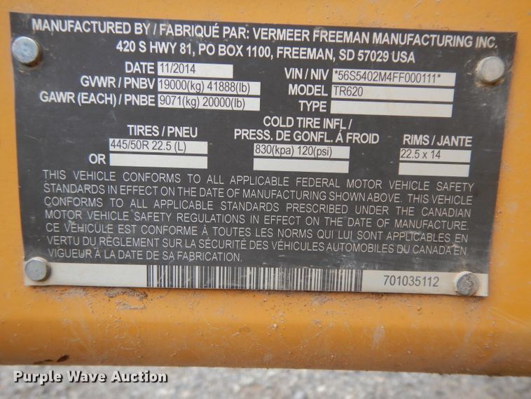 image for item DH2355 2015 Vermeer TR620 trommel screen