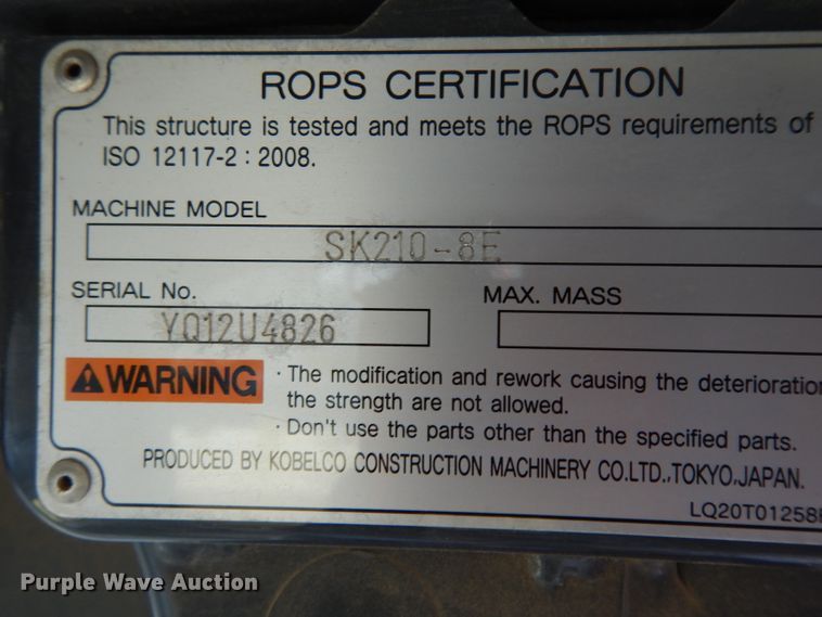 image for item DH2372 Kobelco SK210-8E excavator