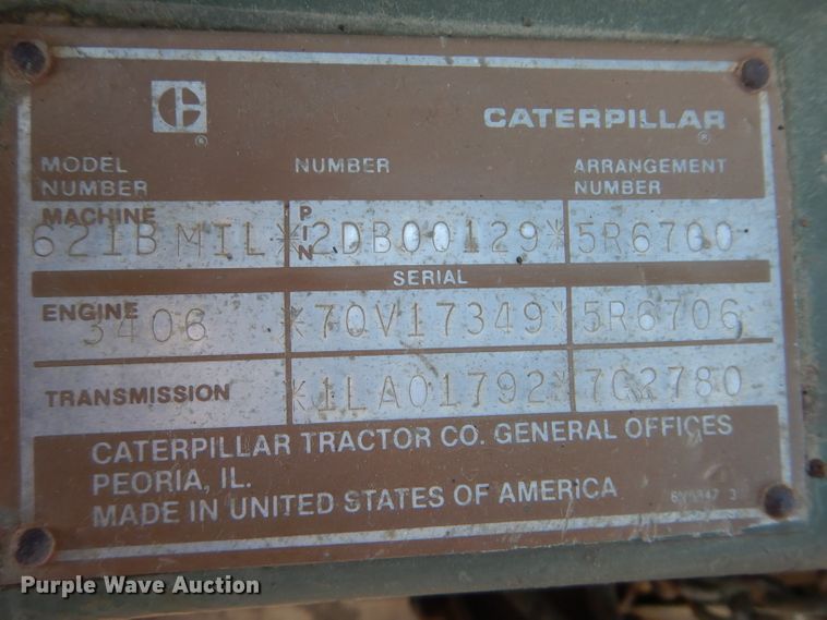 image for item DH4381 1984 Caterpillar 621B conventional scraper