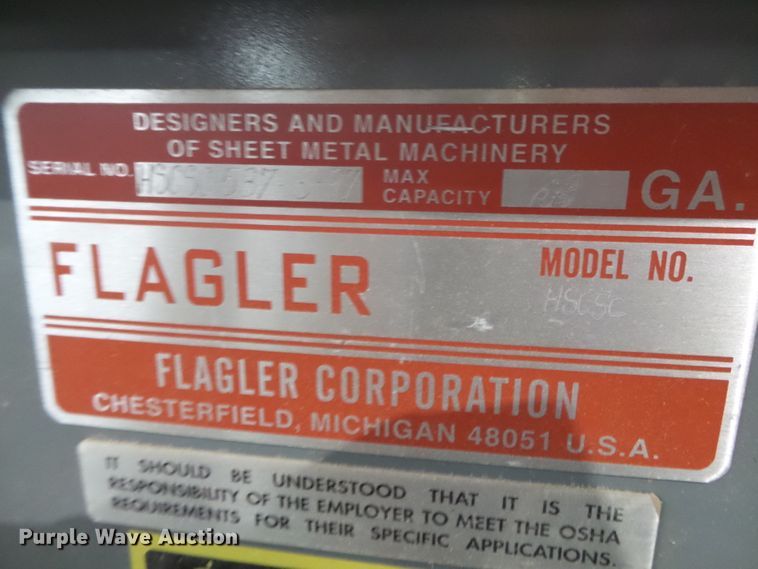 image for item DH7865 Flagler HSCSC Pittsburg roll former