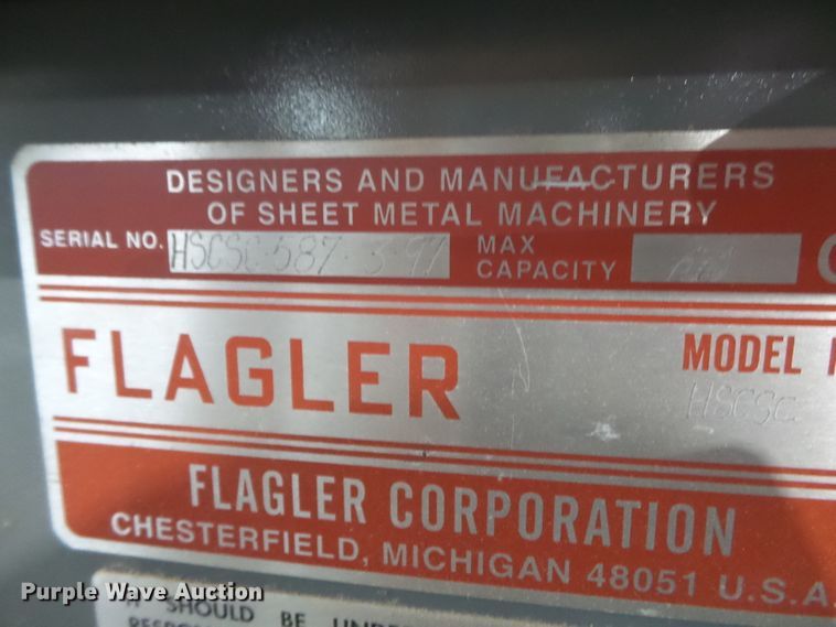 image for item DH7865 Flagler HSCSC Pittsburg roll former