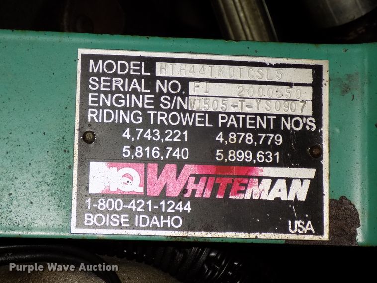 image for item DO9413 2009 MQ Whiteman HTH44TVDTCSL5 power trowel