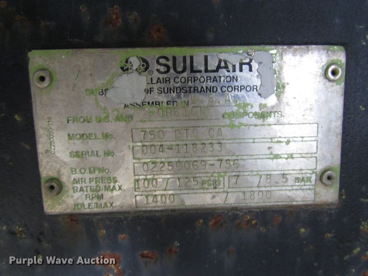 image for item FD9366 Sullair 750DTQCA air compressor