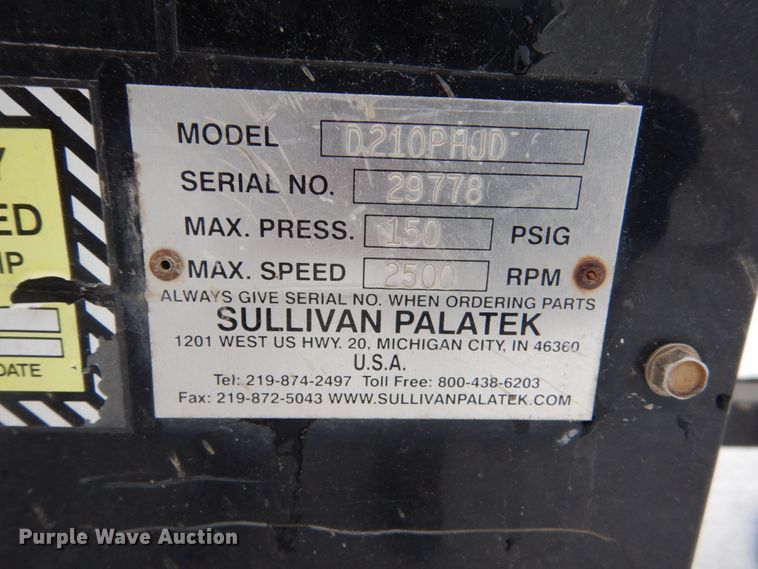 image for item FU9112 2012 Sullivan Palatek D210PHJD air compressor