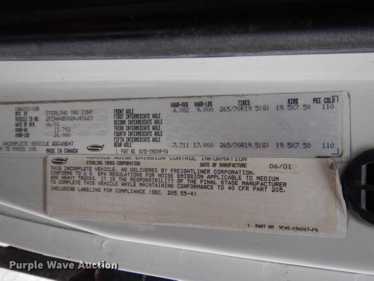 image for item FU9115 2002 Sterling Acterra flatbed truck