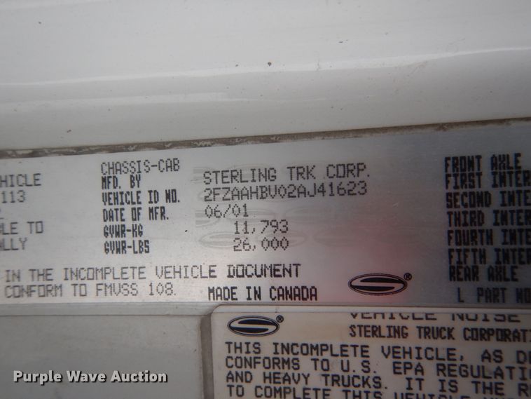 image for item FU9115 2002 Sterling Acterra flatbed truck