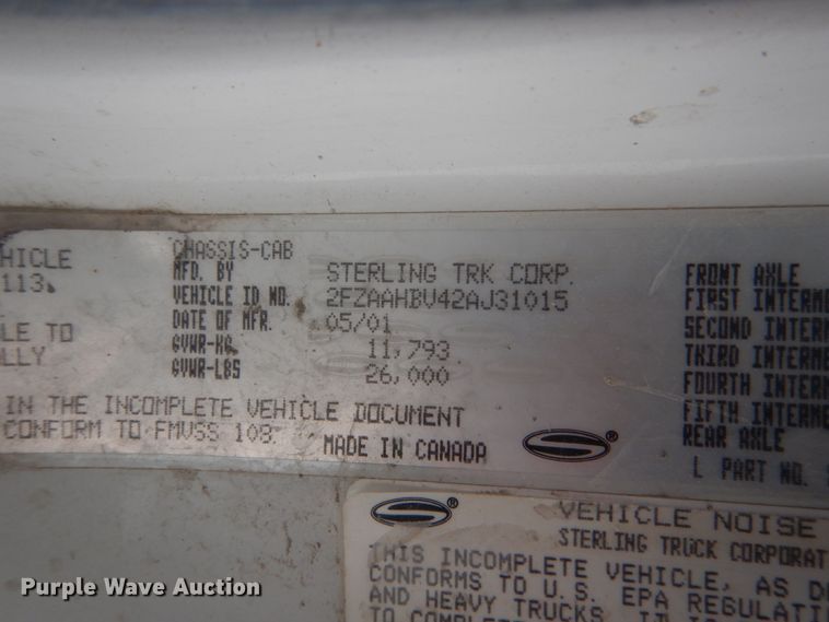 image for item FU9116 2002 Sterling Acterra flatbed truck