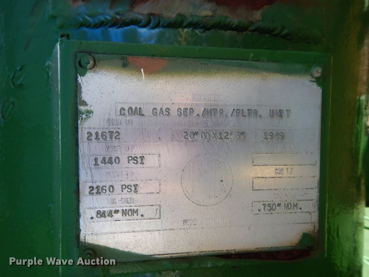 image for item FU9767 1989 Fracmaster coal gas separator/heater/filter