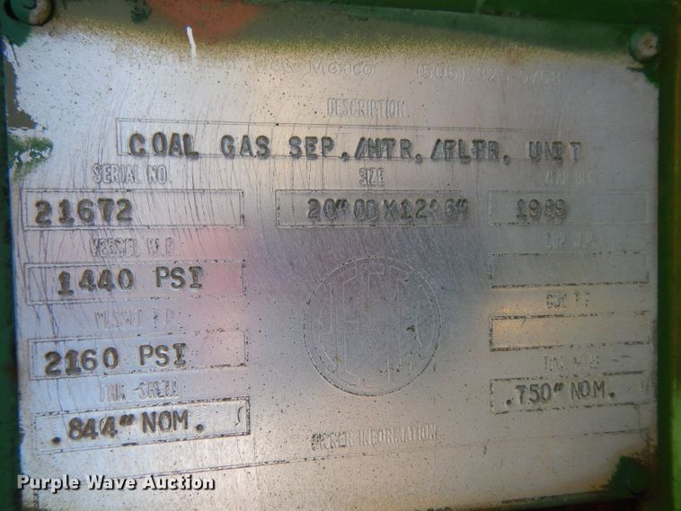 image for item FU9767 1989 Fracmaster coal gas separator/heater/filter