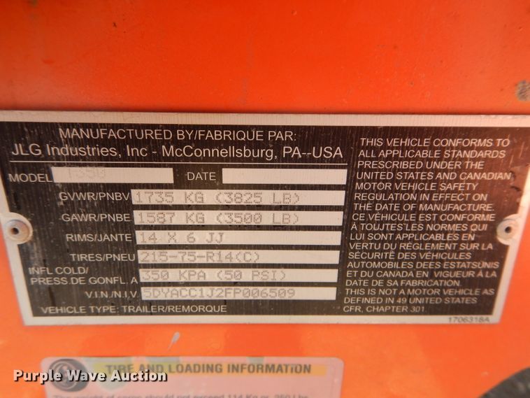 image for item FY9010 2015 JLG T350 boom lift