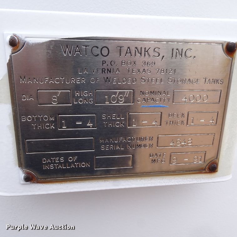 Watco fuel tank in Slaton, TX Item GC9173 sold Purple Wave