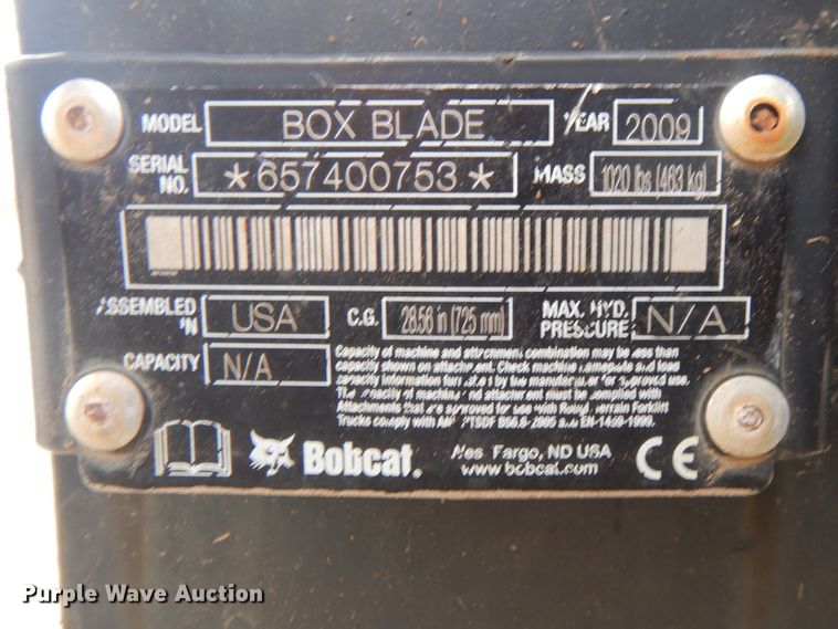 image for item GD9178 2009 Bobcat skid steer box blade