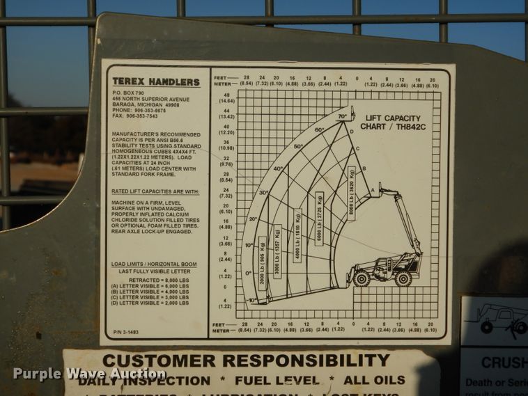 image for item GE9167 Terex TH842C  telehandler