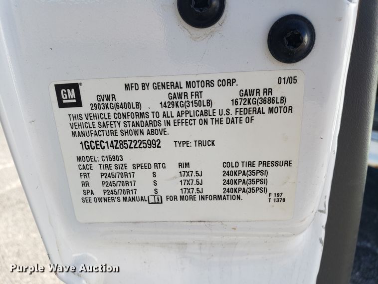 image for item DD2565 2005 Chevrolet Silverado 1500 pickup truck