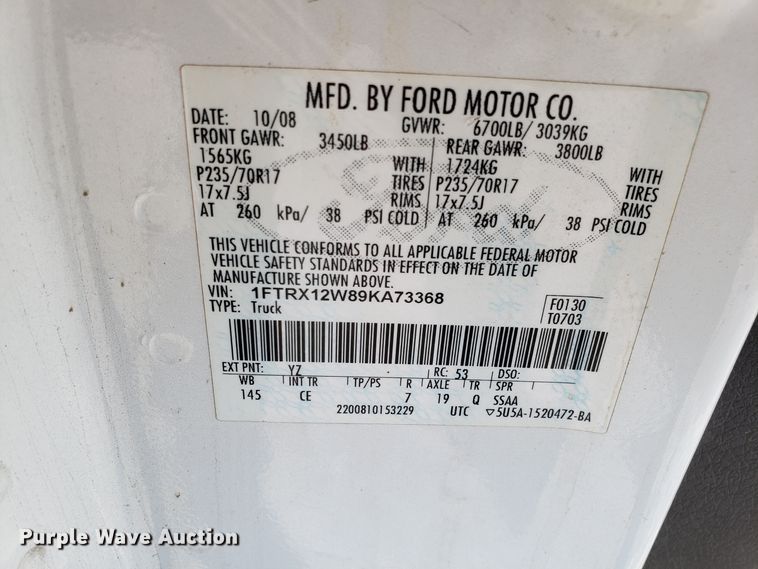 image for item DD2580 2009 Ford F150 SuperCab pickup truck