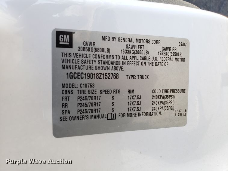 image for item DD2581 2008 Chevrolet Silverado 1500 Ext. Cab pickup truck