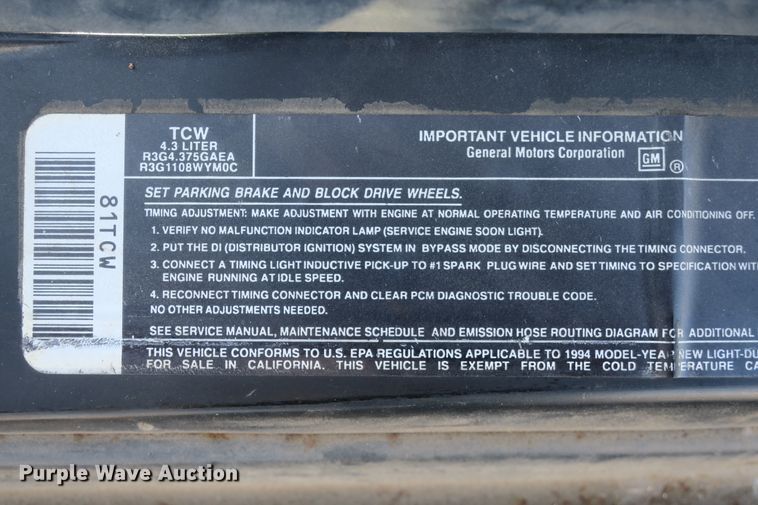 image for item DF5096 1994 Chevrolet S10 pickup truck