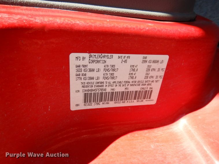 image for item DG6298 2005 Dodge Durango SLT SUV