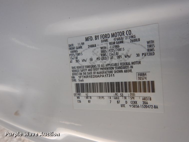 image for item DG6306 2010 Ford Ranger SuperCab pickup truck