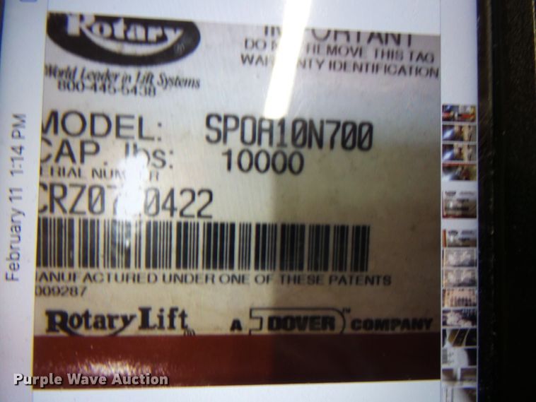 image for item DH7869 Rotary SP0A10N700 two post automotive lift