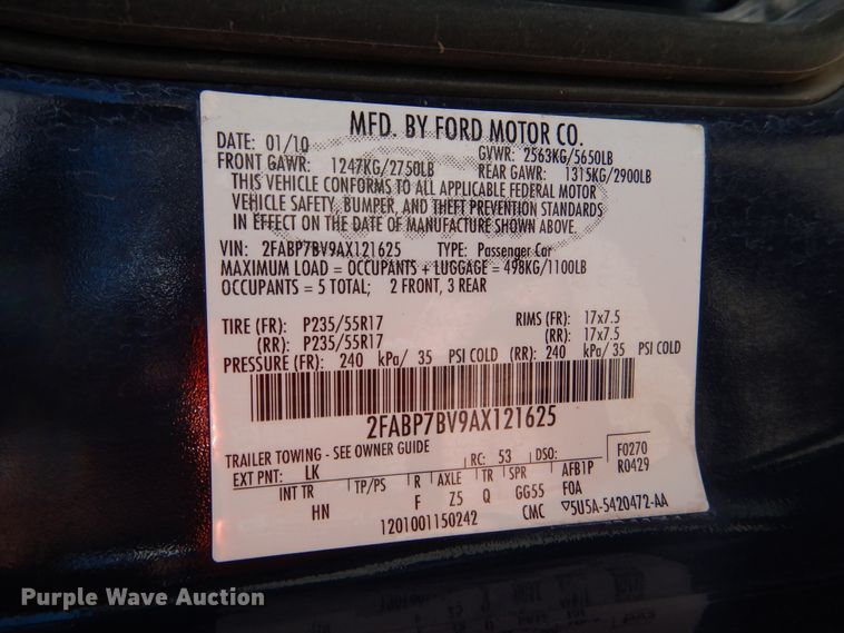 image for item EK9180 2010 Ford Crown Victoria Police Interceptor