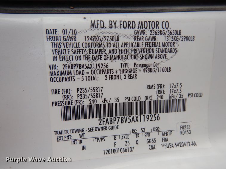 image for item ER9900 2010 Ford Crown Victoria Police Interceptor