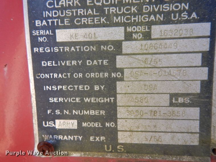 image for item ER9904 Clark 1632033 forklift