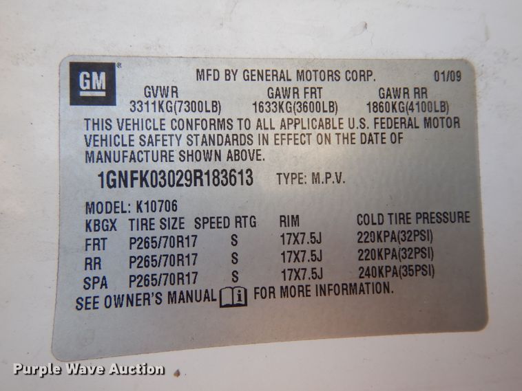 image for item ER9925 2009 Chevrolet Tahoe Police SUV