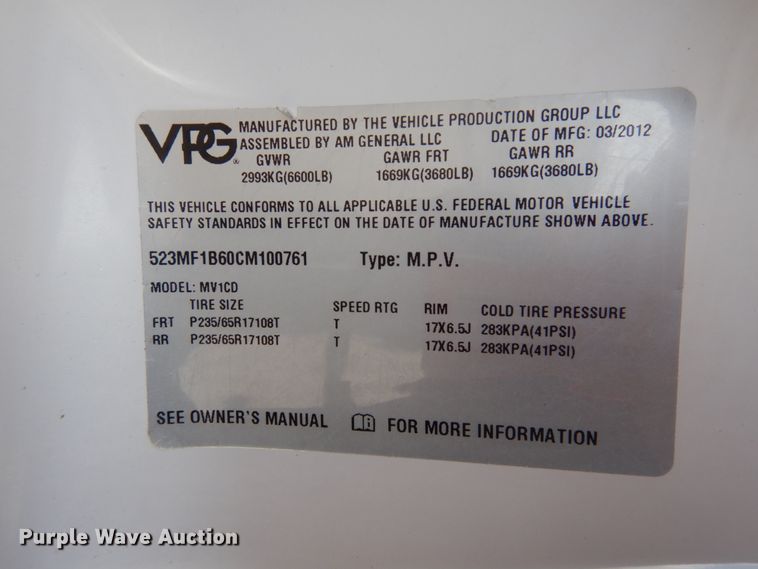 image for item GD9140 2012 VPG MV1CD SUV