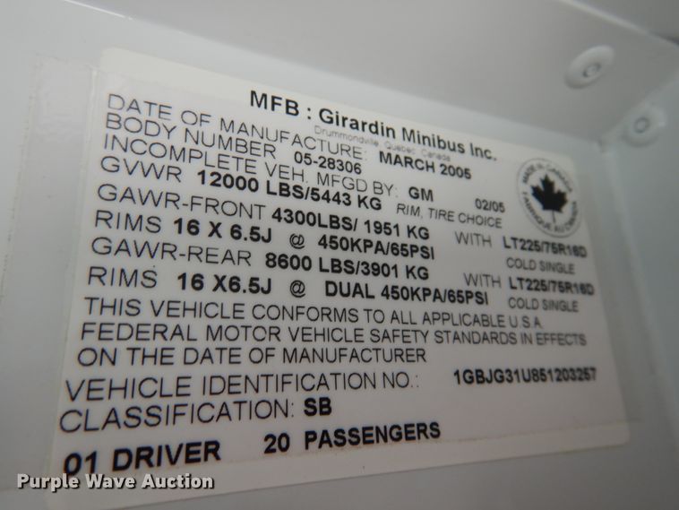 image for item GD9143 2005 Chevrolet Express G3500 school bus