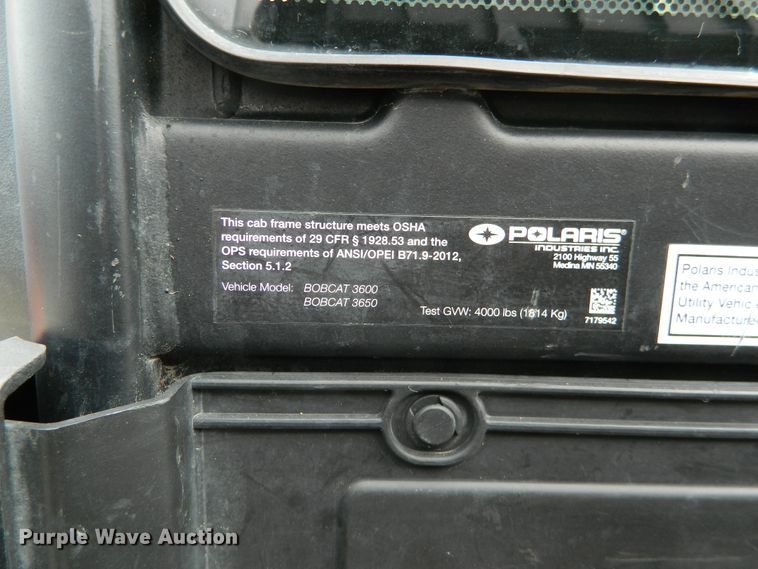 image for item GE9867 2014 Bobcat 3650DPKG1 utility vehicle