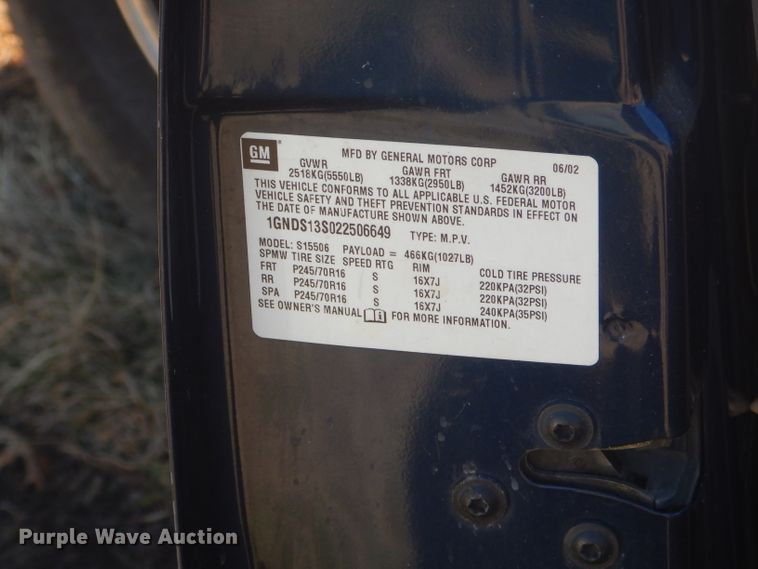 image for item GG9620 2002 Chevrolet TrailBlazer LT SUV