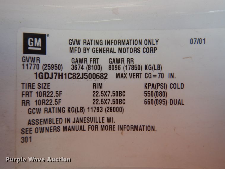 image for item GW9480 2002 GMC C6500 flatbed truck