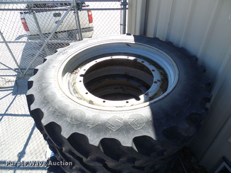 image for item DD1770 (4) Firestone 380/90R46 tires and wheels