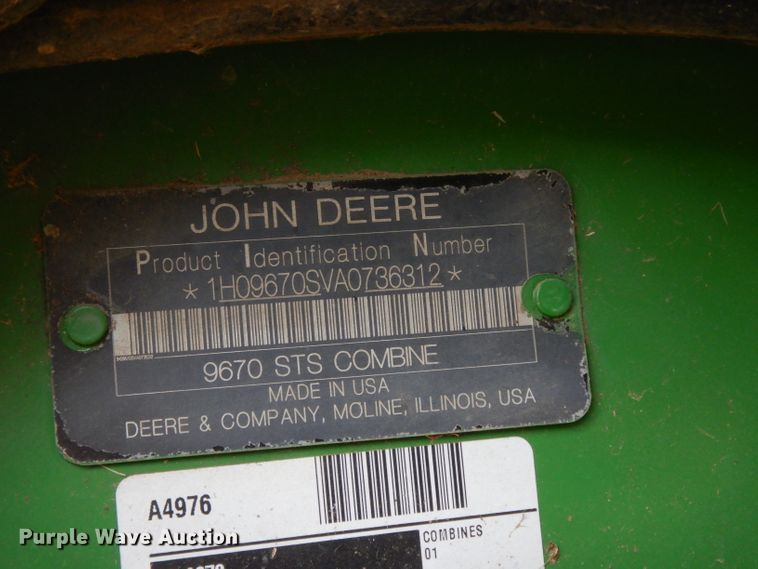 image for item DH2301 2010 John Deere 9670 STS combine