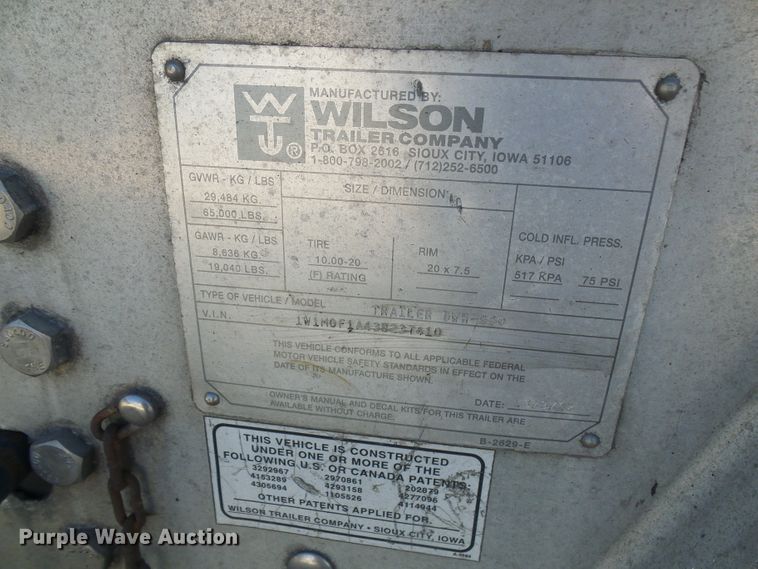 image for item DD1768 2003 Wilson double hopper bottom grain trailer