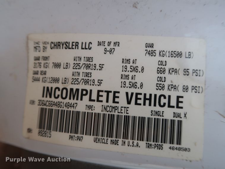 image for item DH0851 2008 Dodge Ram 4500HD utility truck