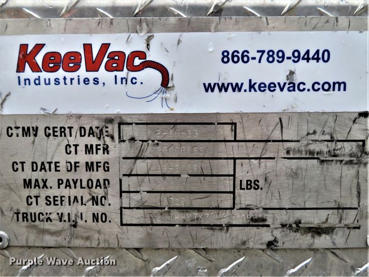 image for item DI2081 2013 KeeVac Industires KV-2500 aluminum vacuum tank bed