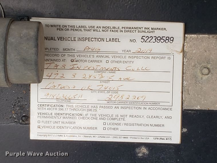 image for item GG9593 1993 Lufkin Ultra-Light end dump trailer