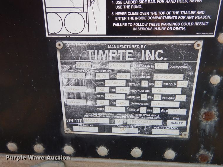 image for item GG9712 2001 Timpte double hopper bottom grain trailer