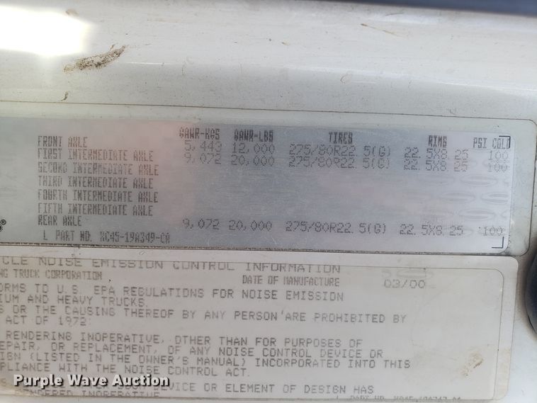 image for item L1431 2000 Sterling A-Line semi truck