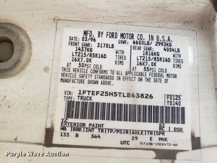 image for item DD2630 1996 Ford F250 pickup truck