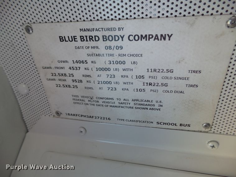 image for item DF0825 2010 Blue Bird Vision school bus