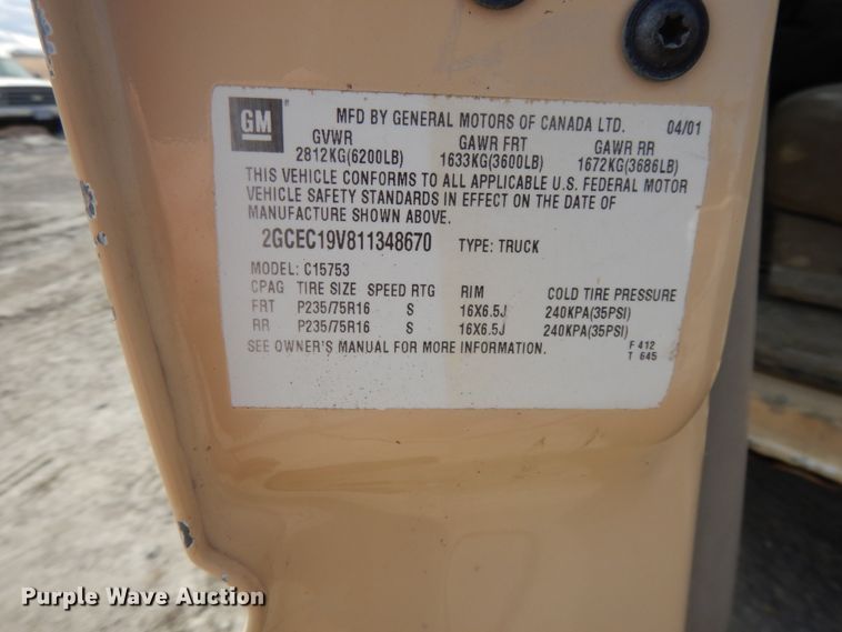 image for item DF5882 2001 Chevrolet Silverado 1500 Ext. Cab pickup truck