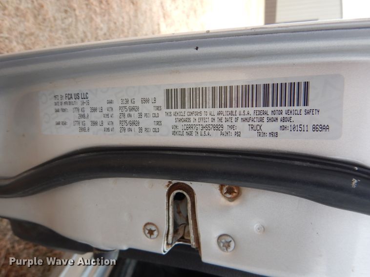 image for item DF7384 2017 Dodge Ram 1500 Big Horn Quad Cab pickup truck